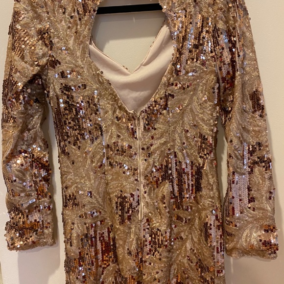 Red Dress Boutique Gold Floral Sequins Dress - Picture 4 of 4